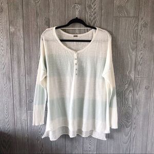 Free People Gold Rush Henley Mint White Stripe